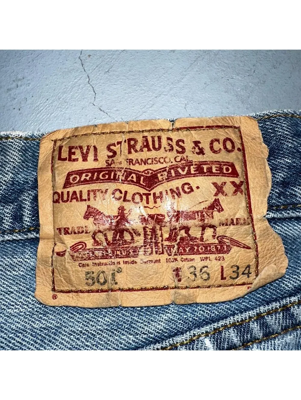 Levis 501 Vintage Y2K XX Straight Leg Jeans Blue Light Wash 36x34 Act 35x32